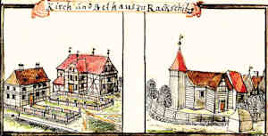 Kirch und Bethaus zu Rackschitz - Kościół i zbór, widok ogólny